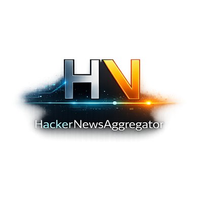 Stylized HN logo with metallic blue and orange gradient letters over a glowing tech inspired background, with the text HackerNewsAggregator displayed beneath in a clean modern font.