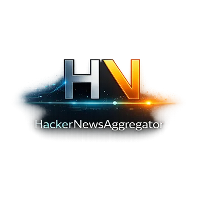 Stylized HN logo with metallic blue and orange gradient letters over a glowing tech inspired background, with the text HackerNewsAggregator displayed beneath in a clean modern font.